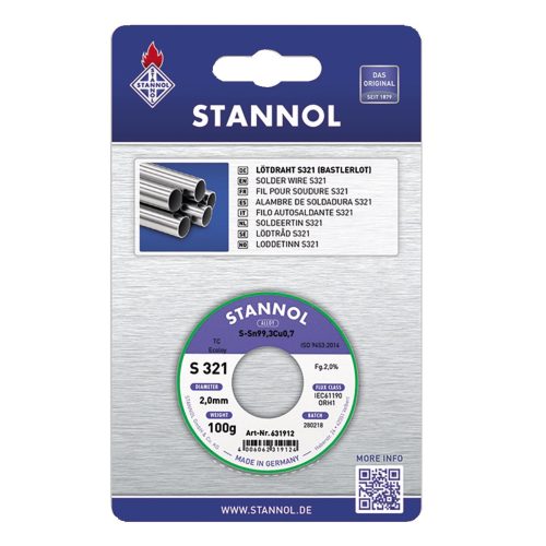 Lötdraht S321 Bastlerlot DM 2,0mm, 100g SB, Sn99Cu1